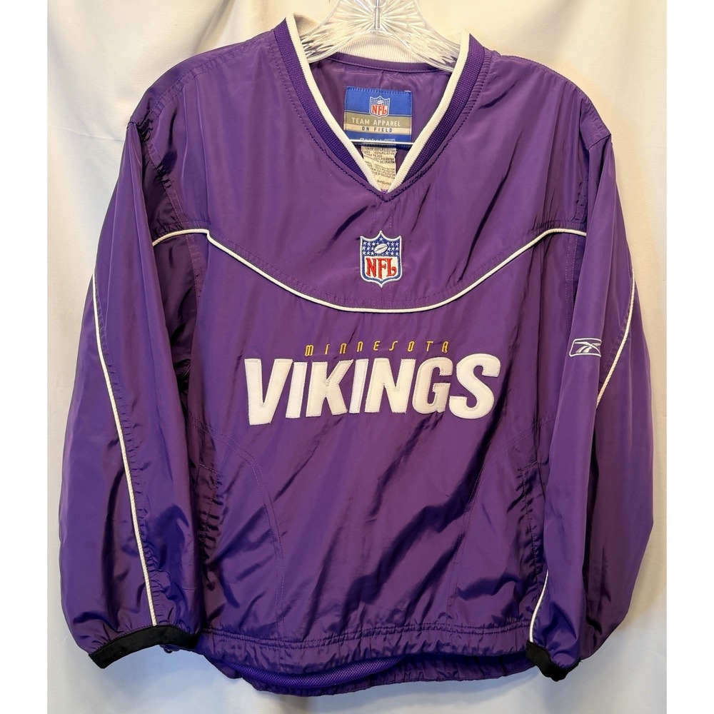 Vintage Minnesota Vikings Reebok On Field Pullover Jacket Size Small Purple